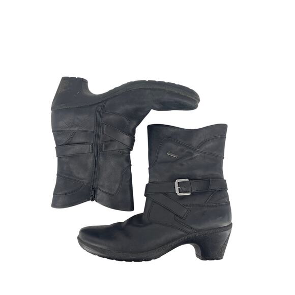 Romika Black Leather Zip Ankle Boots EU 41 US 10-10.5 Water Resistant Nomad Moto - Picture 3 of 8